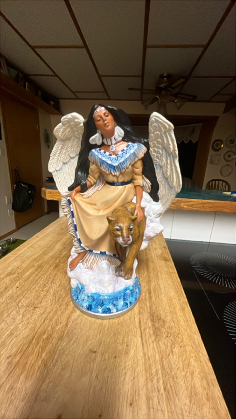Decorative Angel Figurine with Mountain Lion