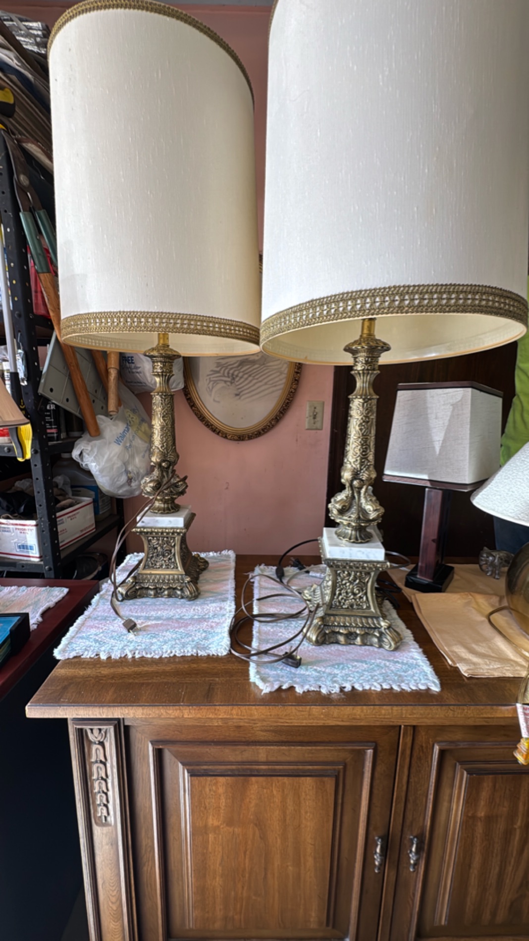 Vintage Brass Table Lamps with Intricate Design