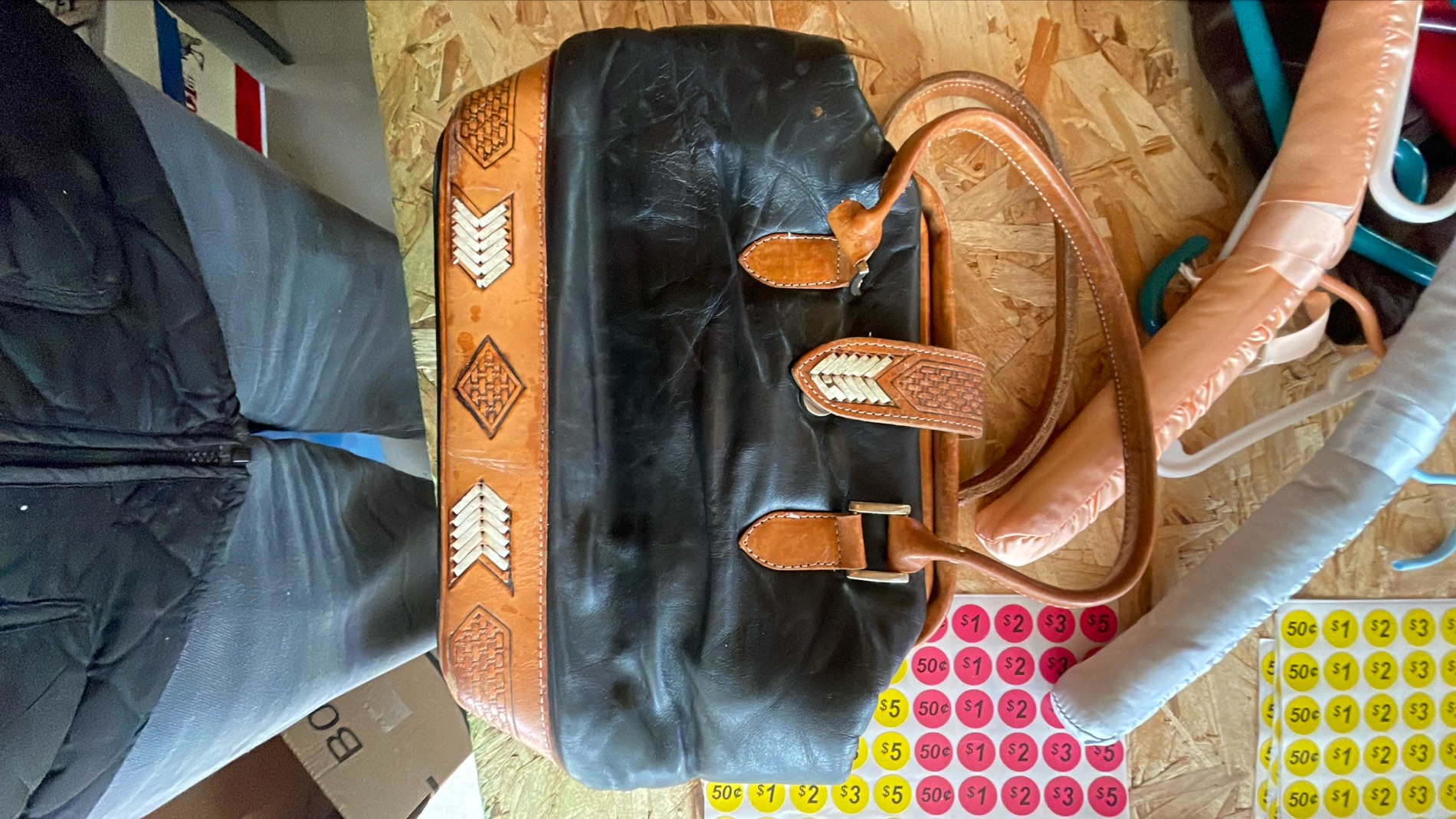 Vintage Leather Handbag with Intricate Detailing