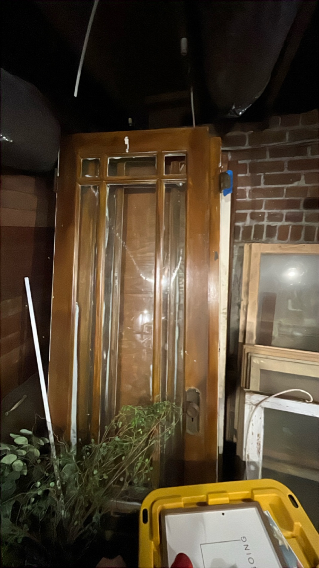 Antique Wooden Door with Glass Panels