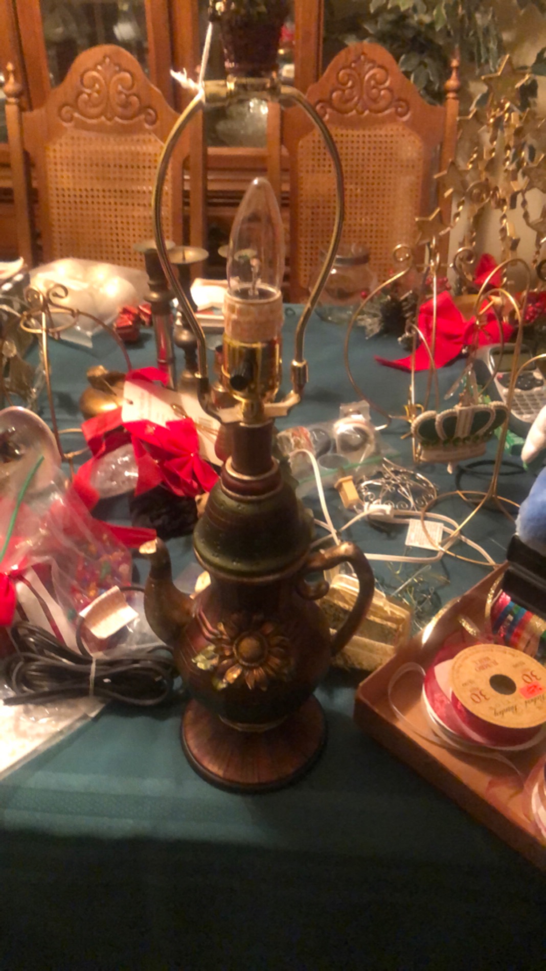 Vintage Brass Teapot Lamp