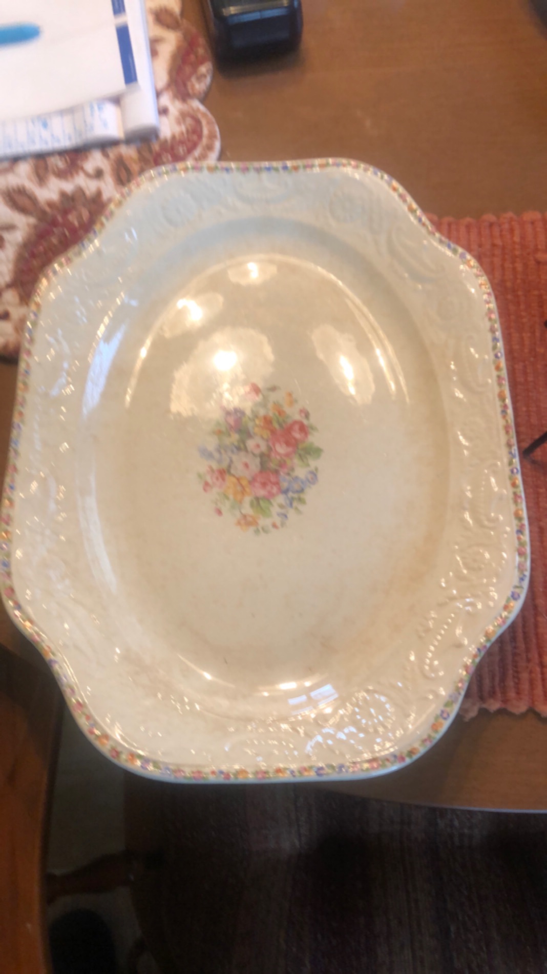 Vintage Floral Porcelain Platter
