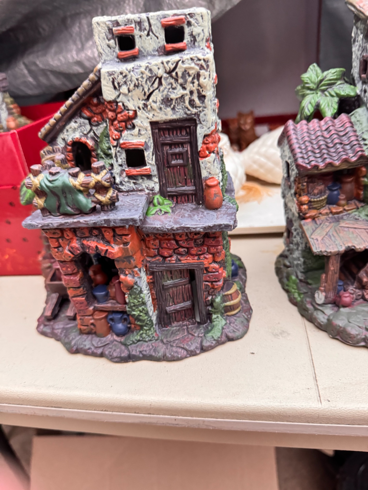 Hand-Painted Rustic Village Figurine Set photo