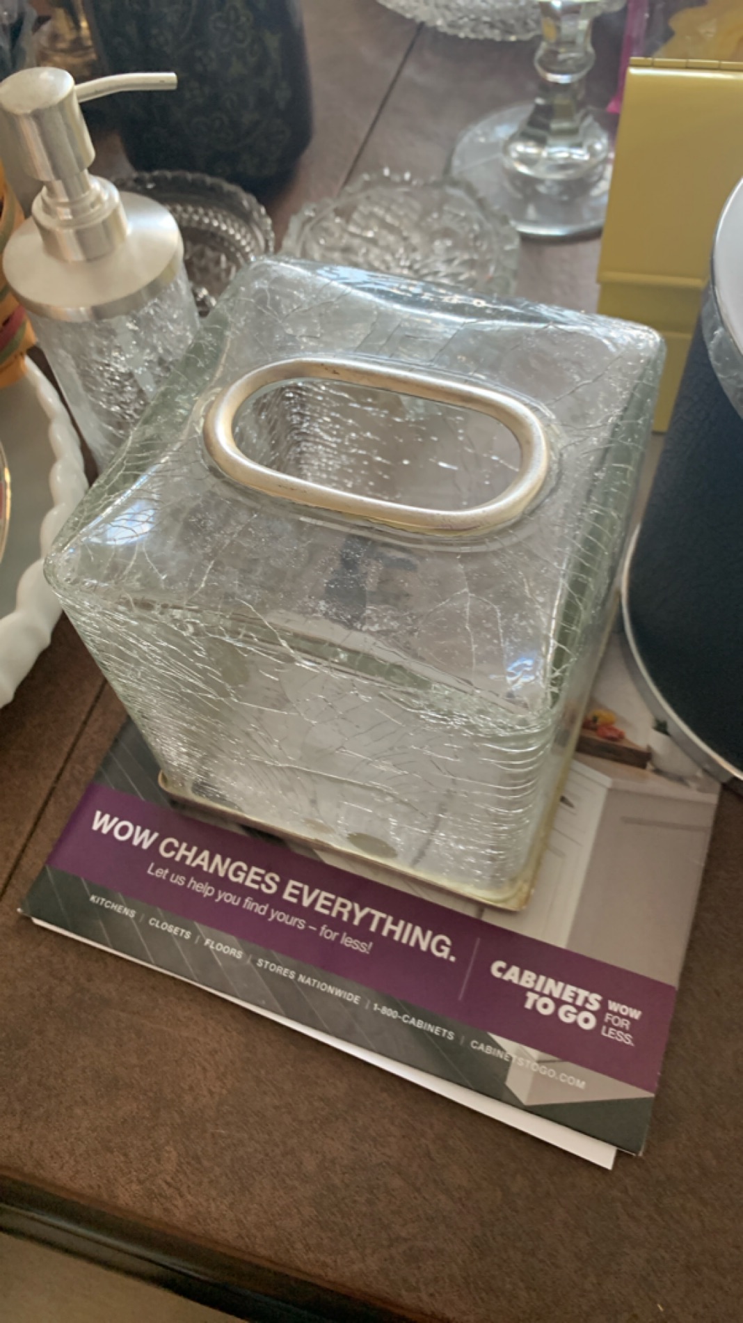 Crackled Glass Tissue Box Cover