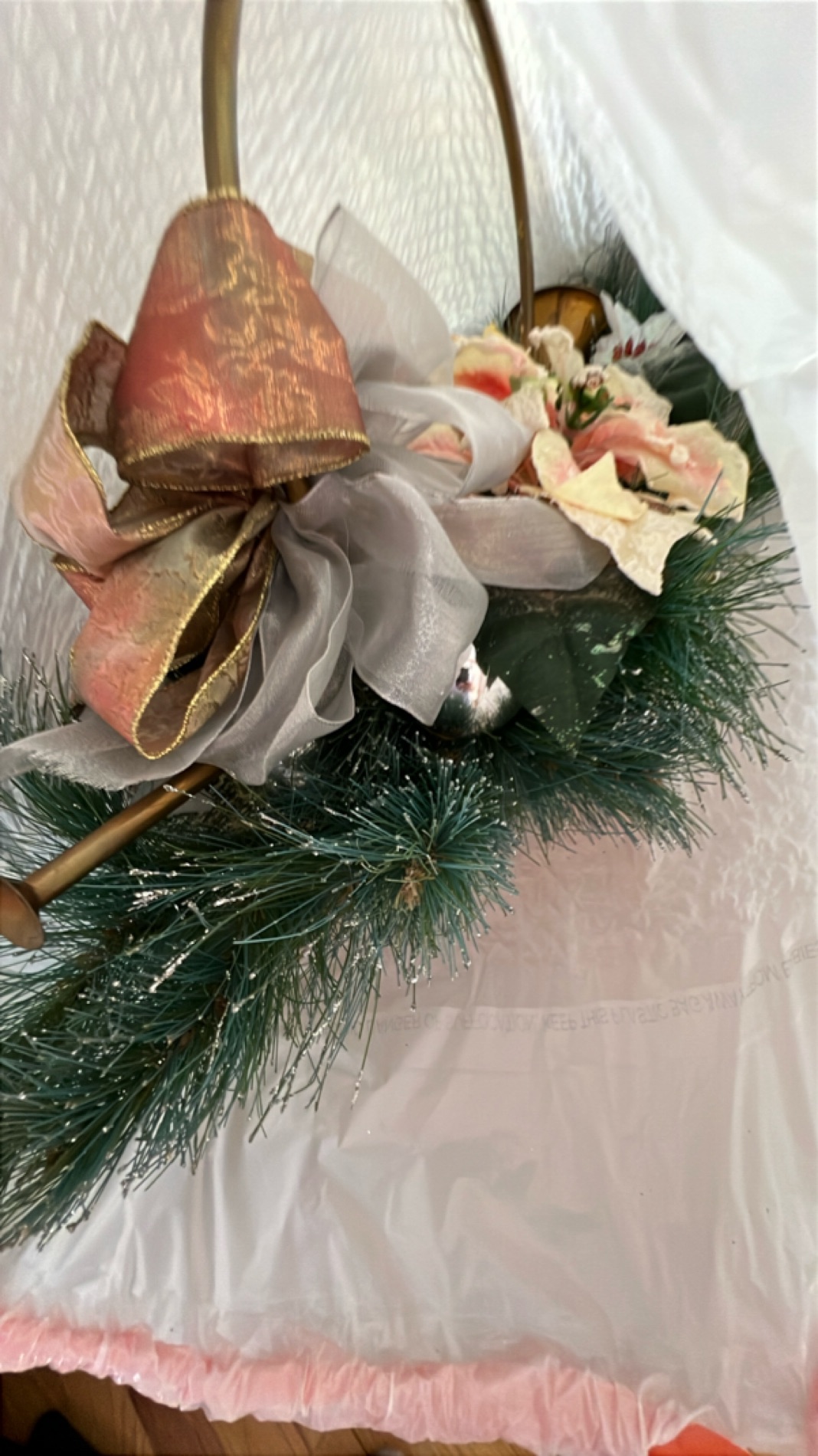 Decorative Holiday Wreath with Ribbon and Pine Accents