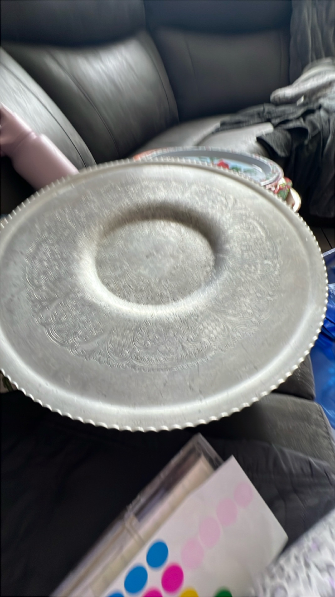 Vintage Handcrafted Metal Serving Tray