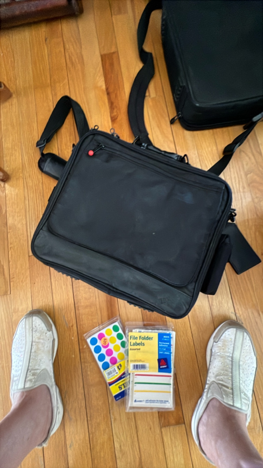 Black Laptop Bag with File Folder Labels