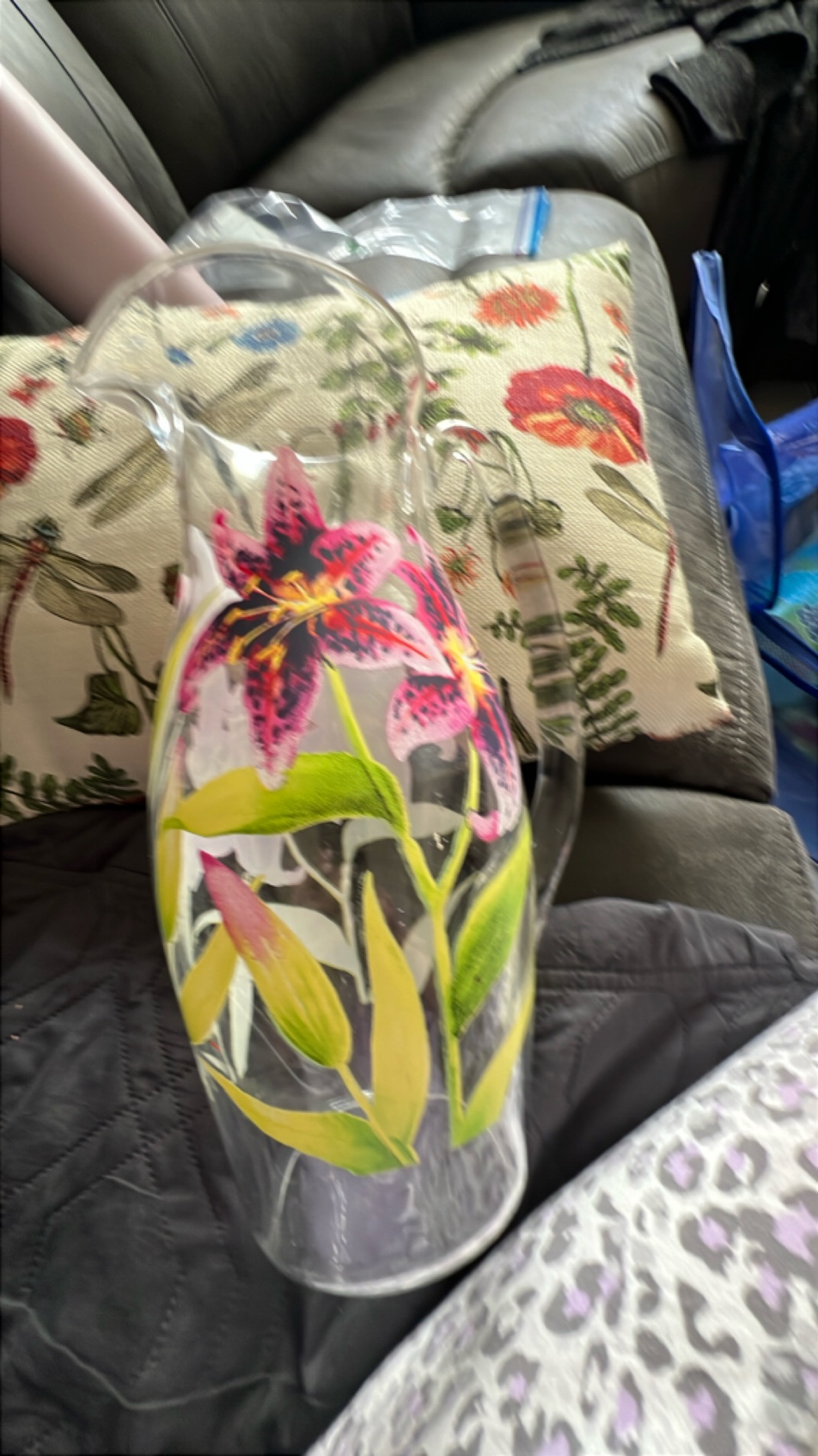 Hand-Painted Floral Glass Vase