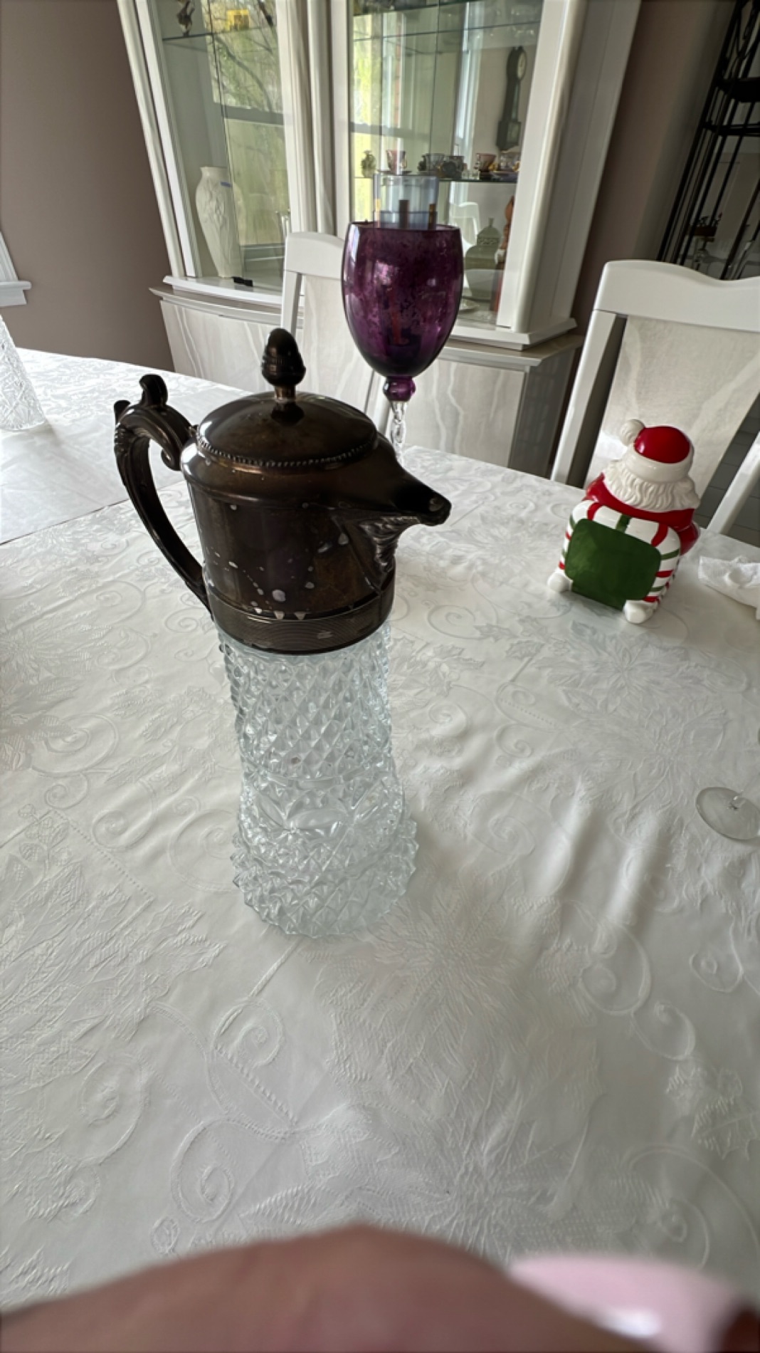Vintage Crystal and Silver-Plated Pitcher
