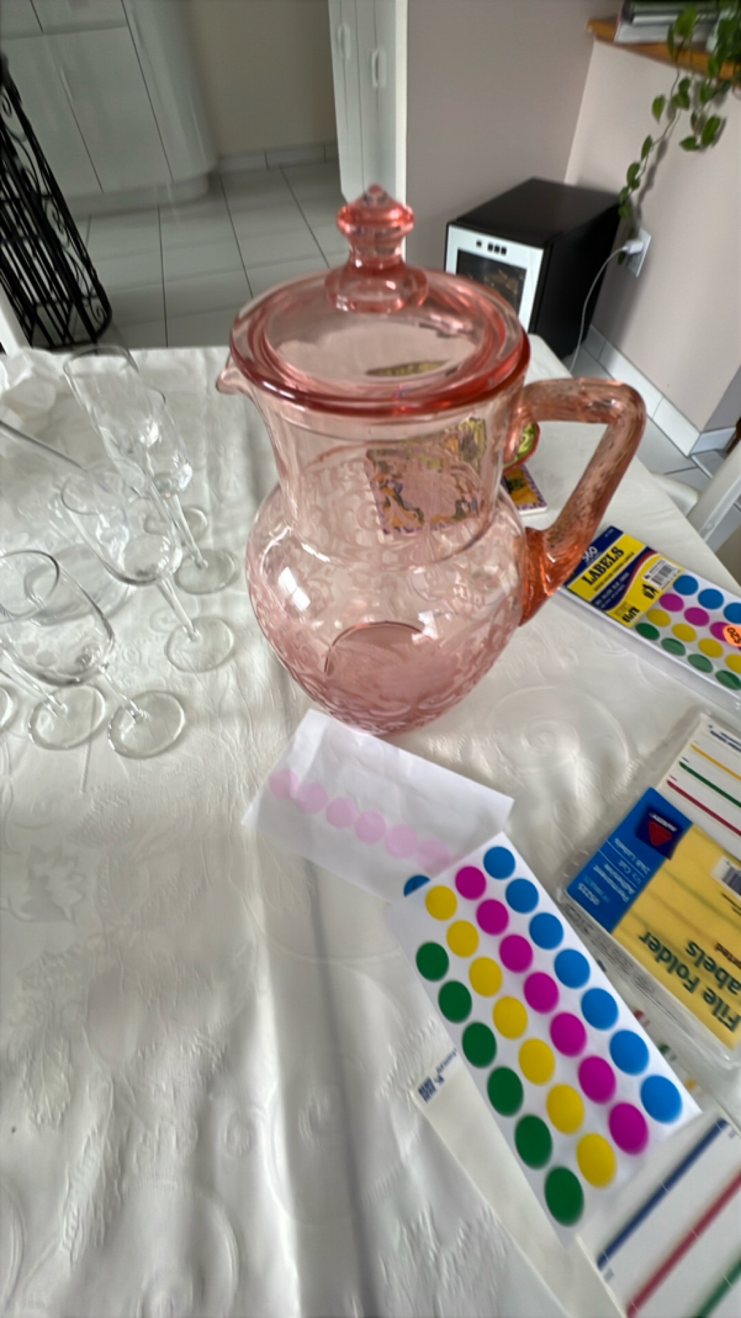 Vintage Pink Glass Pitcher