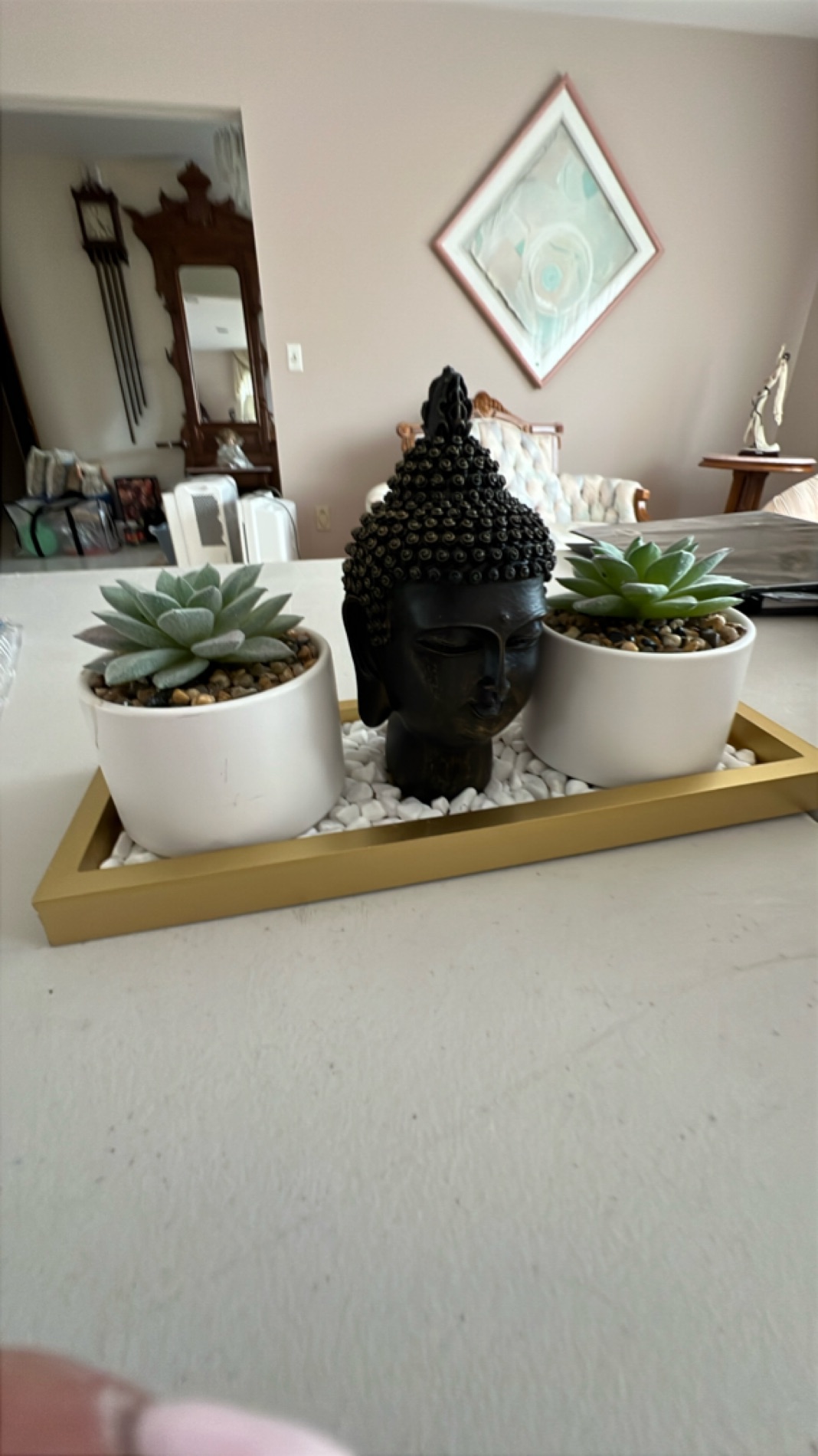 Decorative Buddha Head with Succulent Arrangement