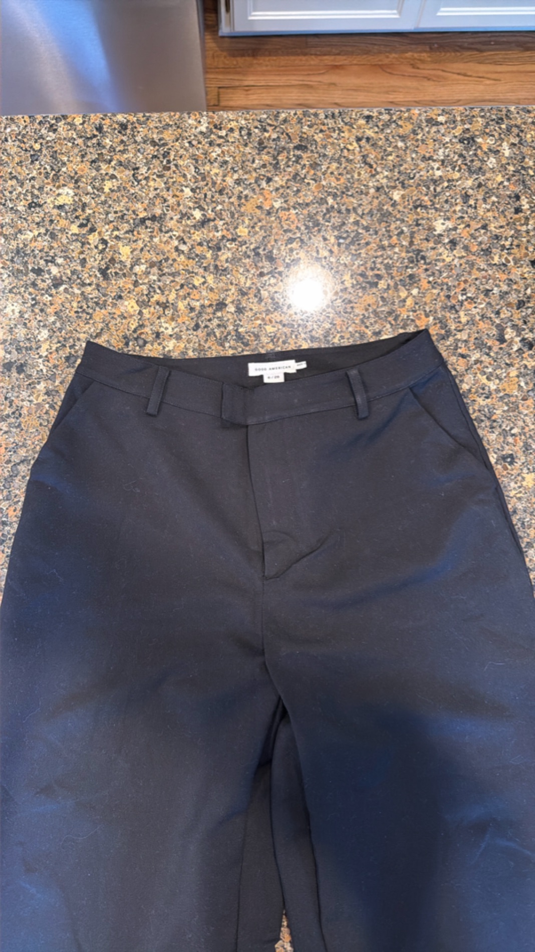 Good American High-Waisted Black Trousers - Size 6/28. Broken zipper