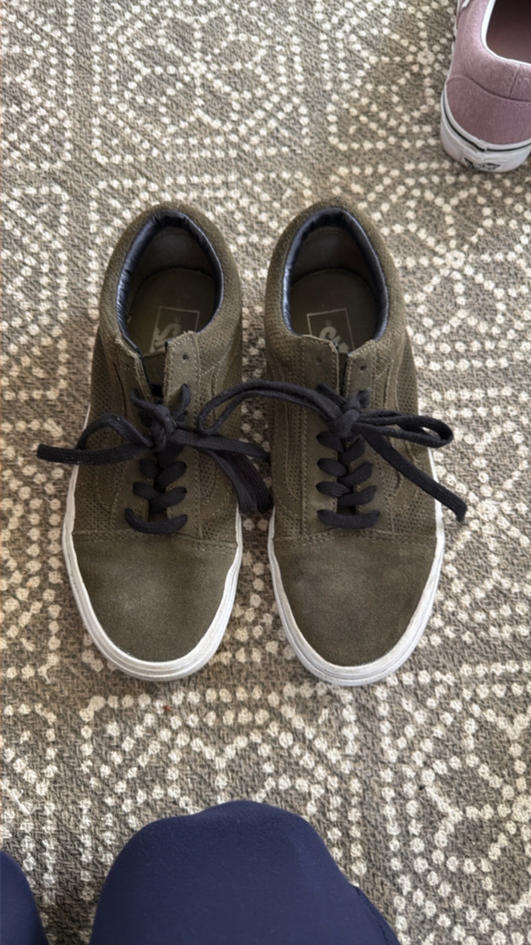 Vans Olive High-Top Sneakers with Suede Finish, size 7