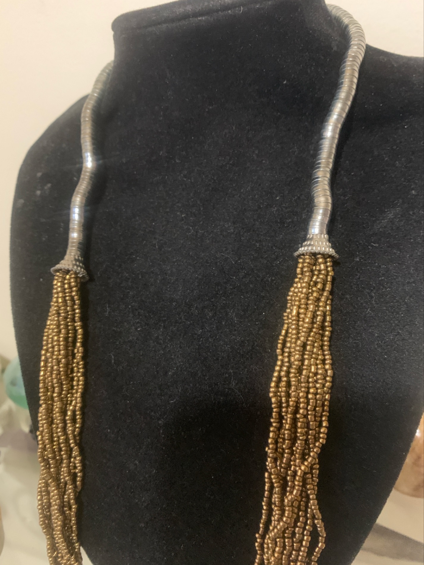 Elegant Metallic Bronze Beaded Necklace