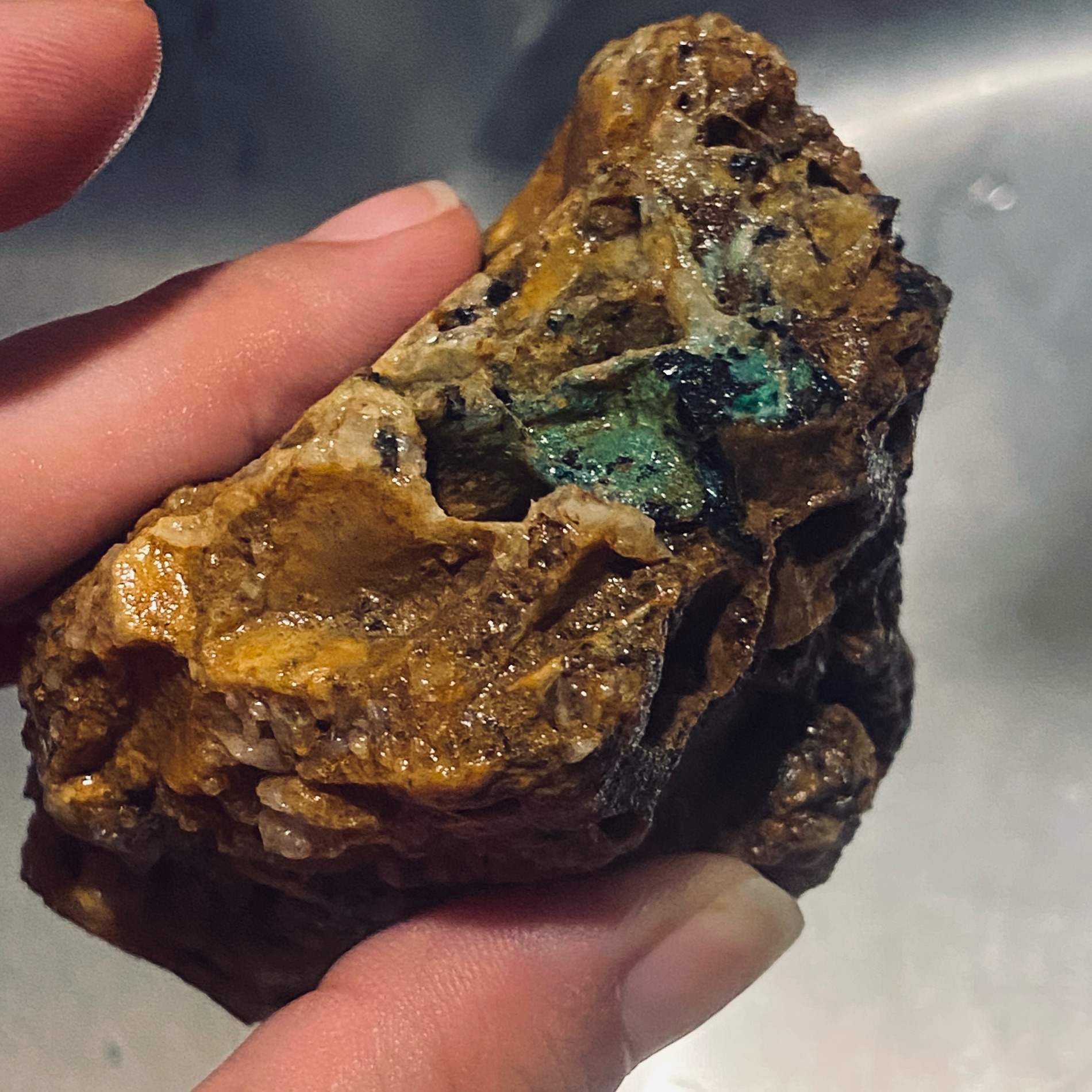 Raw Chrysocolla and Malachite Mineral Specimen