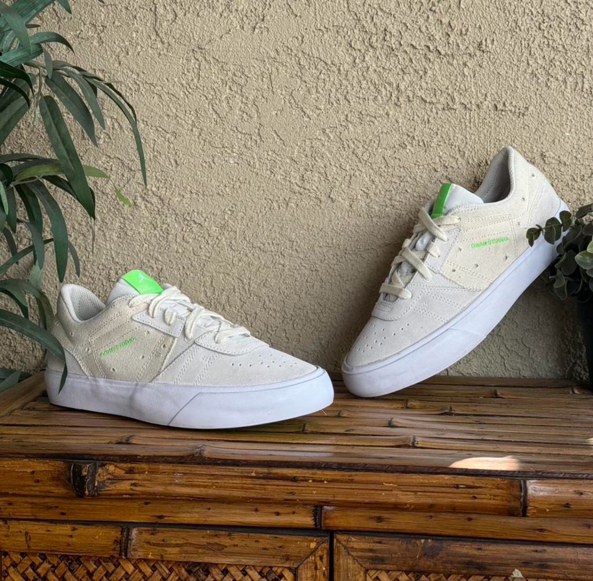 Canvas Low-Top Sneakers with Green Accents