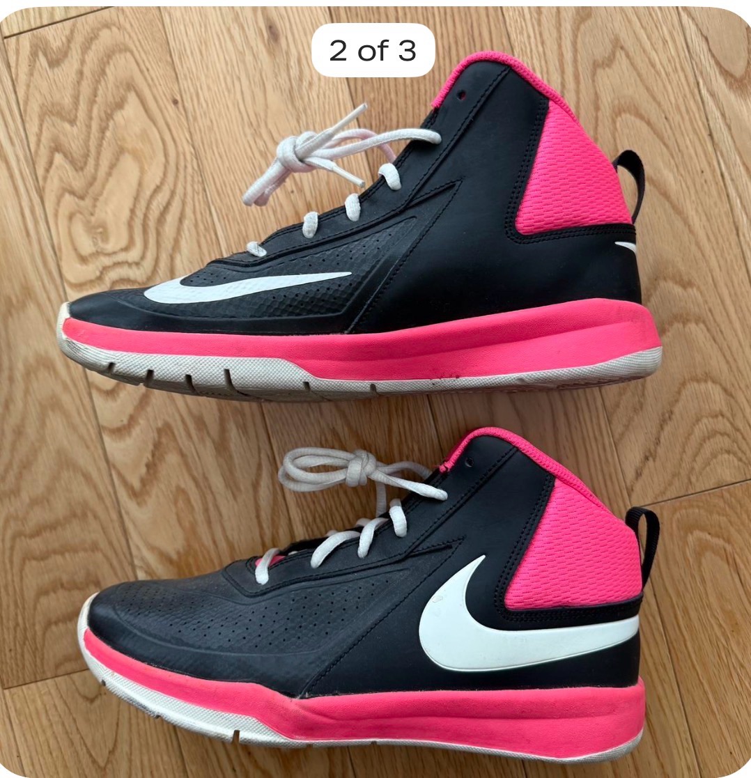 Nike High-Top Athletic Sneakers - Black/Pink, Size 7Y