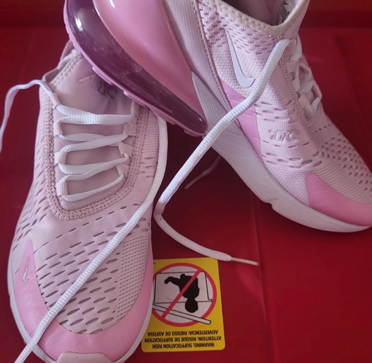 Nike Air Max 270 Pink Athletic Shoes photo