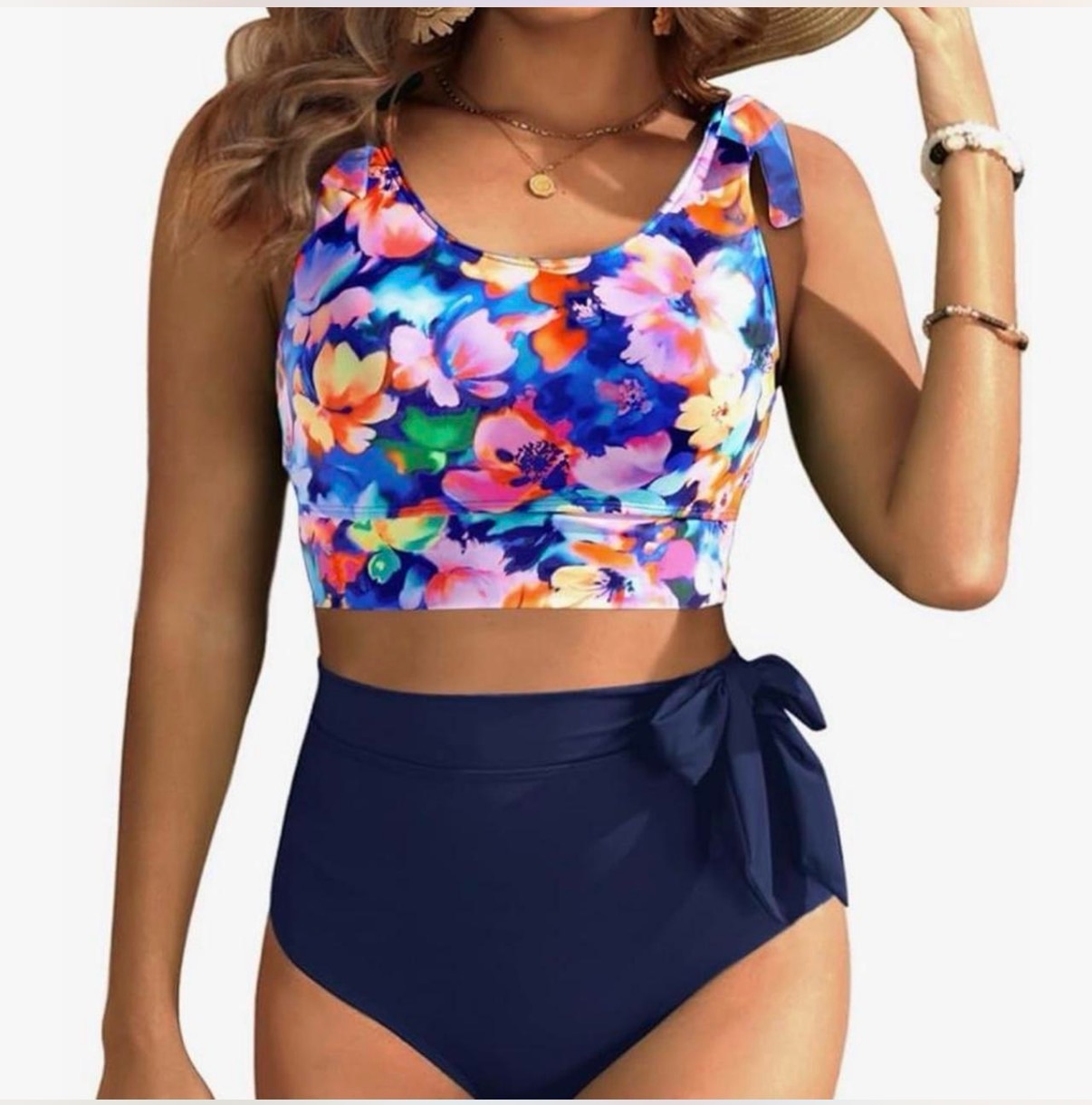 Floral High-Waisted Two-Piece Swimsuit