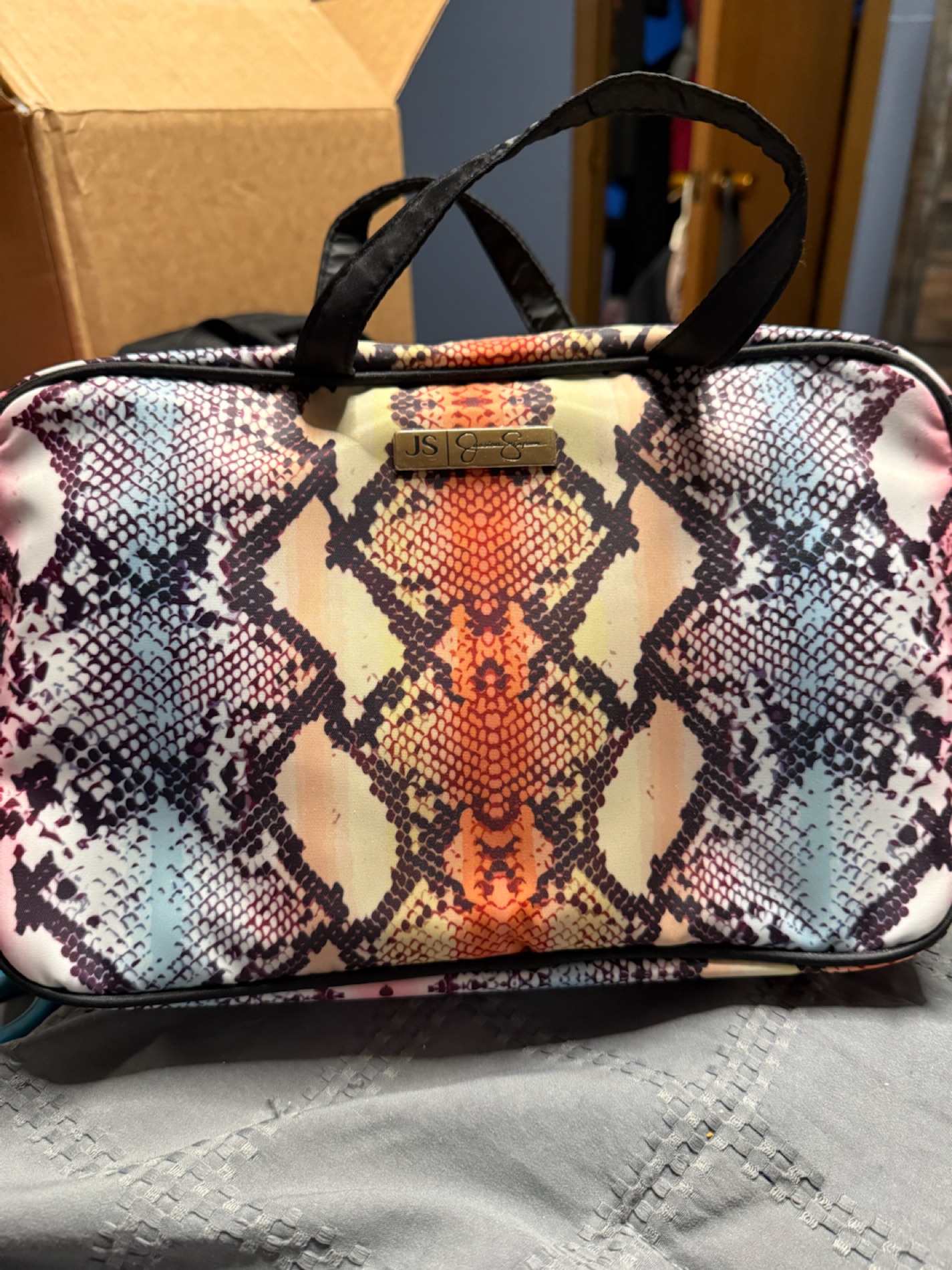 Jessica Simpson Snakeskin Print Toiletry Bag
