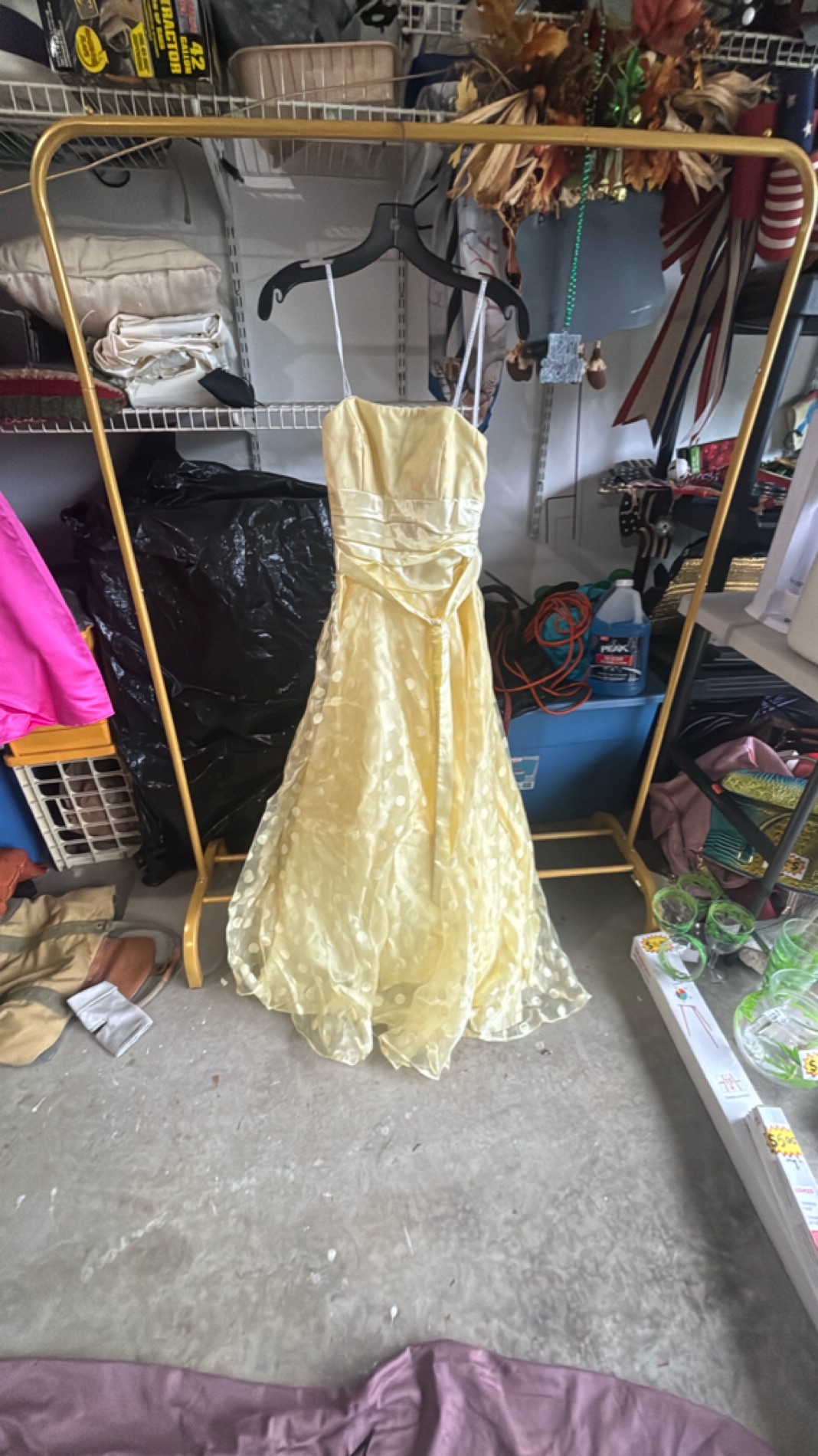 Elegant Yellow Spaghetti Strap Gown