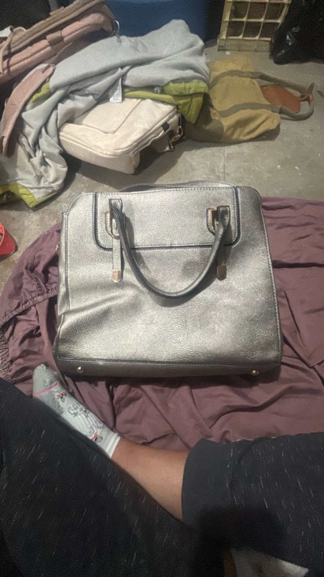 Black Faux Leather Handbag