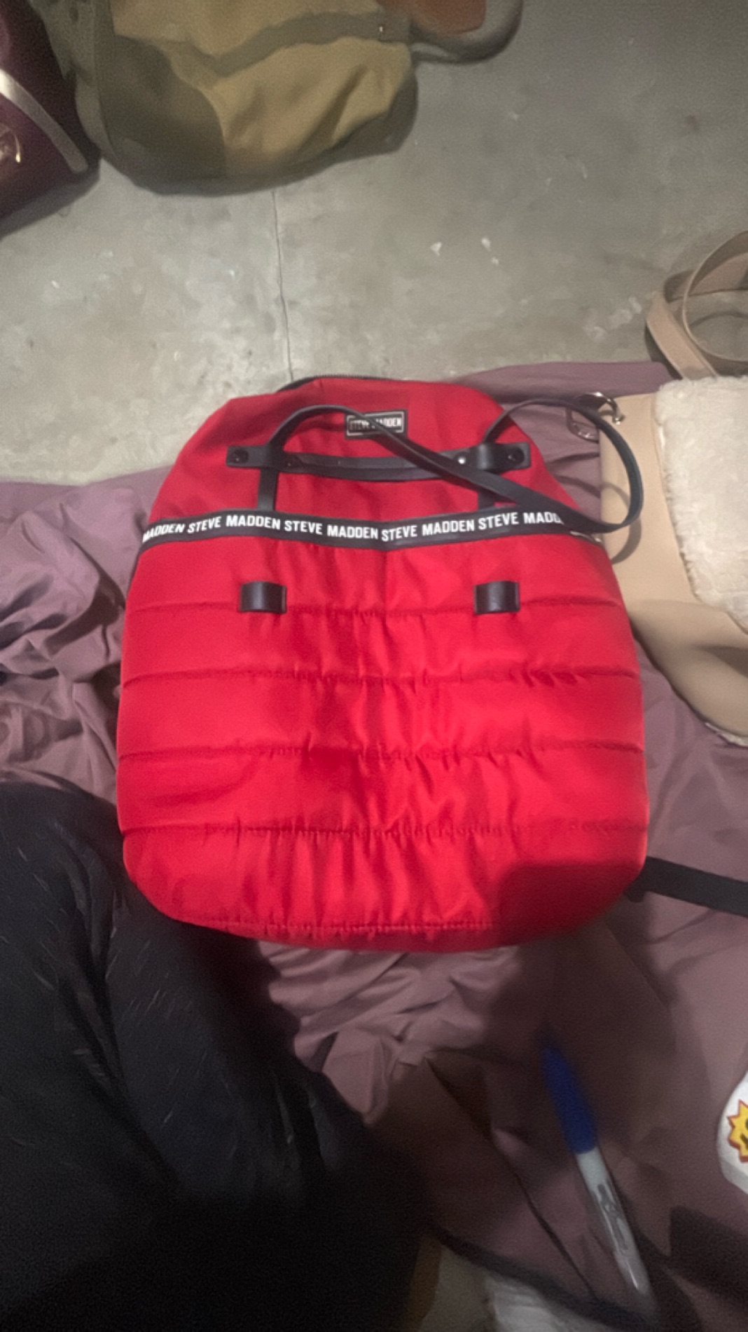 Steve Madden Red Quilted Backpack