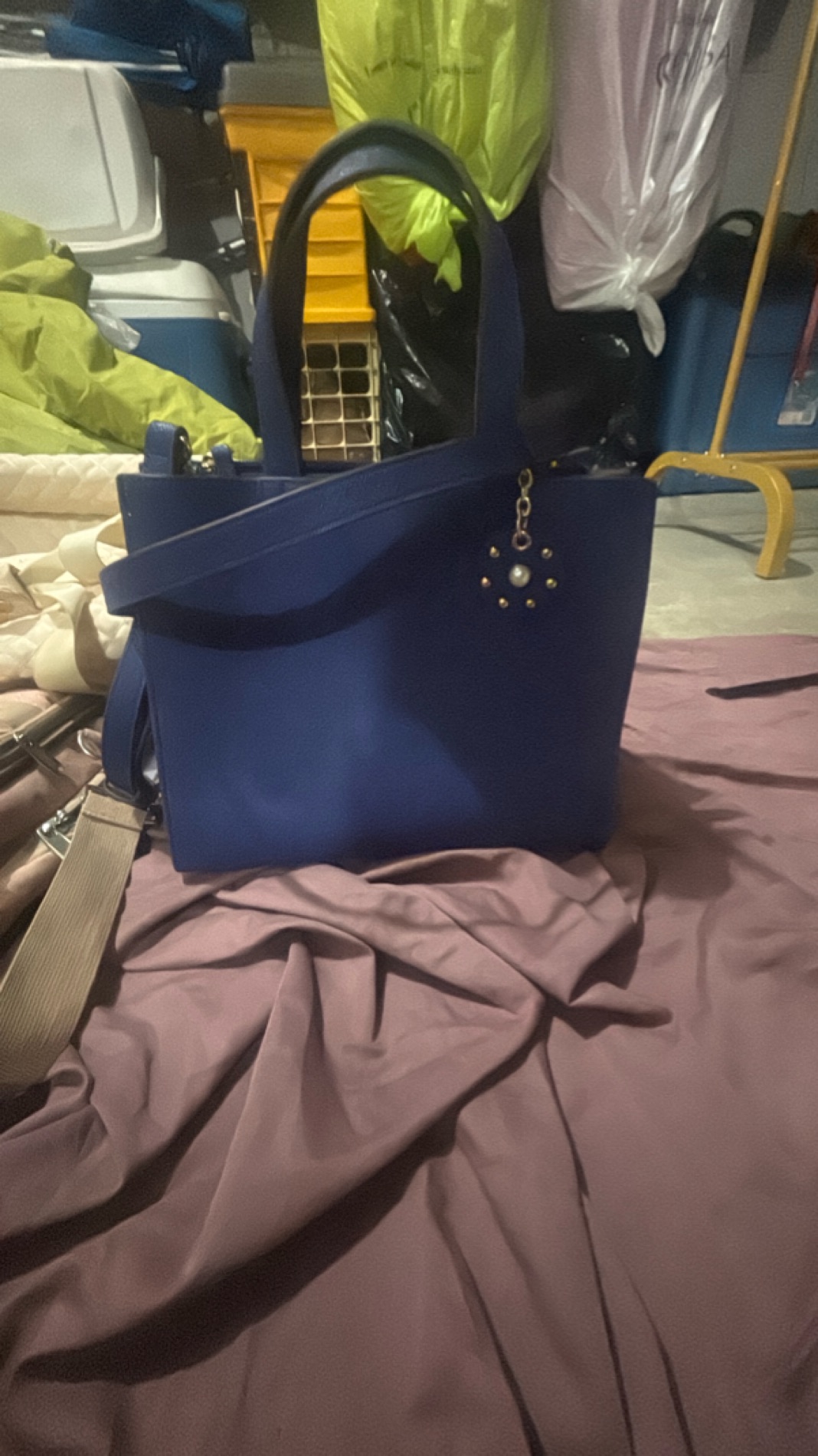 Elegant Royal Blue Leather Tote Bag