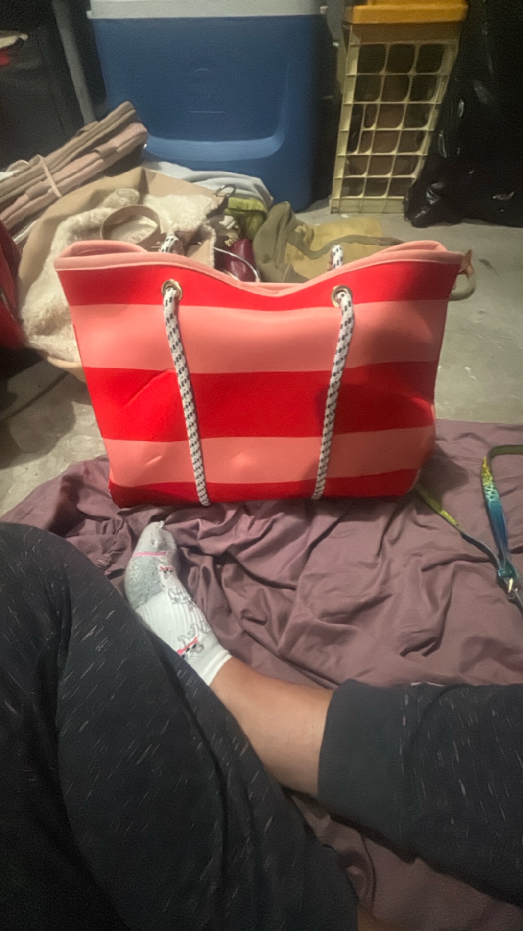 Colorful Striped Rope Handle Tote Bag
