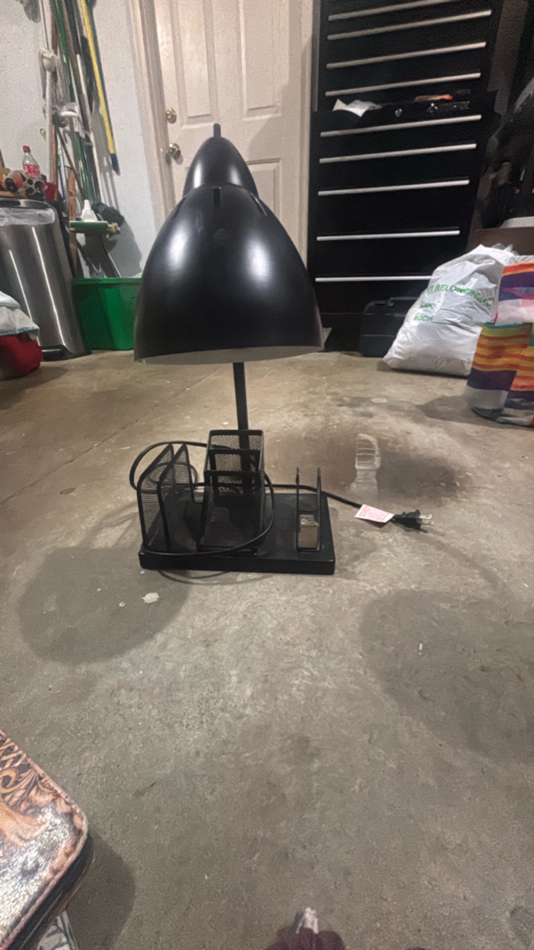 Modern Black Desk Lamp with Organizer