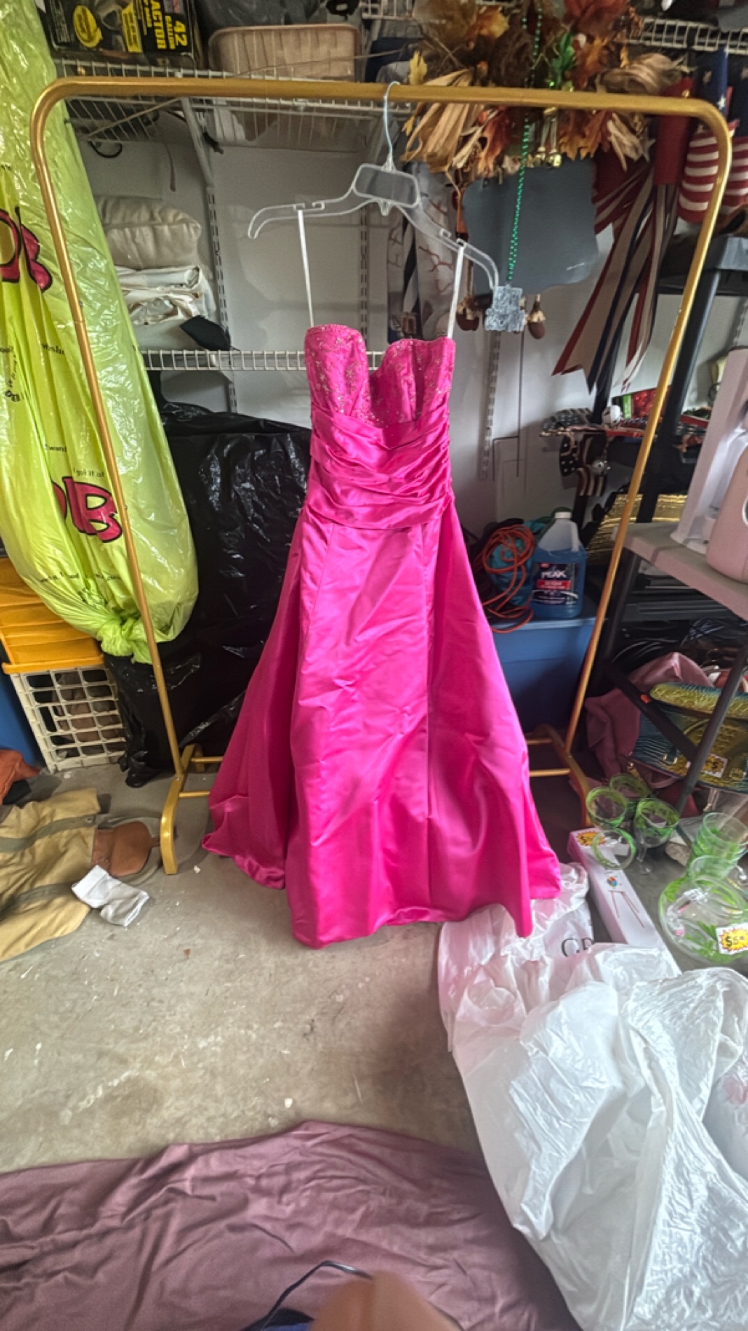 Elegant Strapless Pink Ball Gown