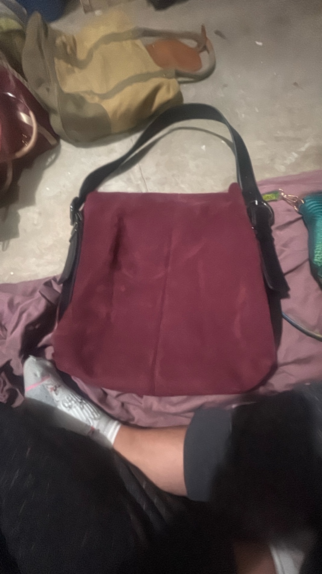 Burgundy Suede Shoulder Bag
