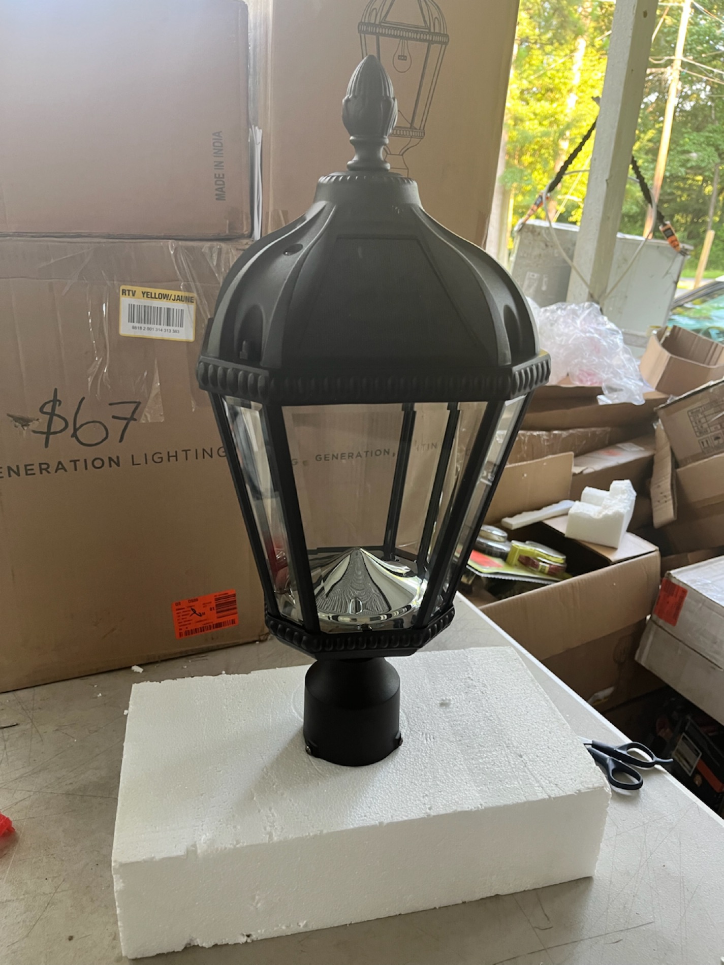 Black Outdoor Lantern Light Fixture solar 