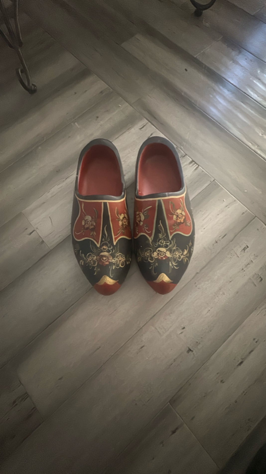 Hand-Painted Decorative Wooden Shoes