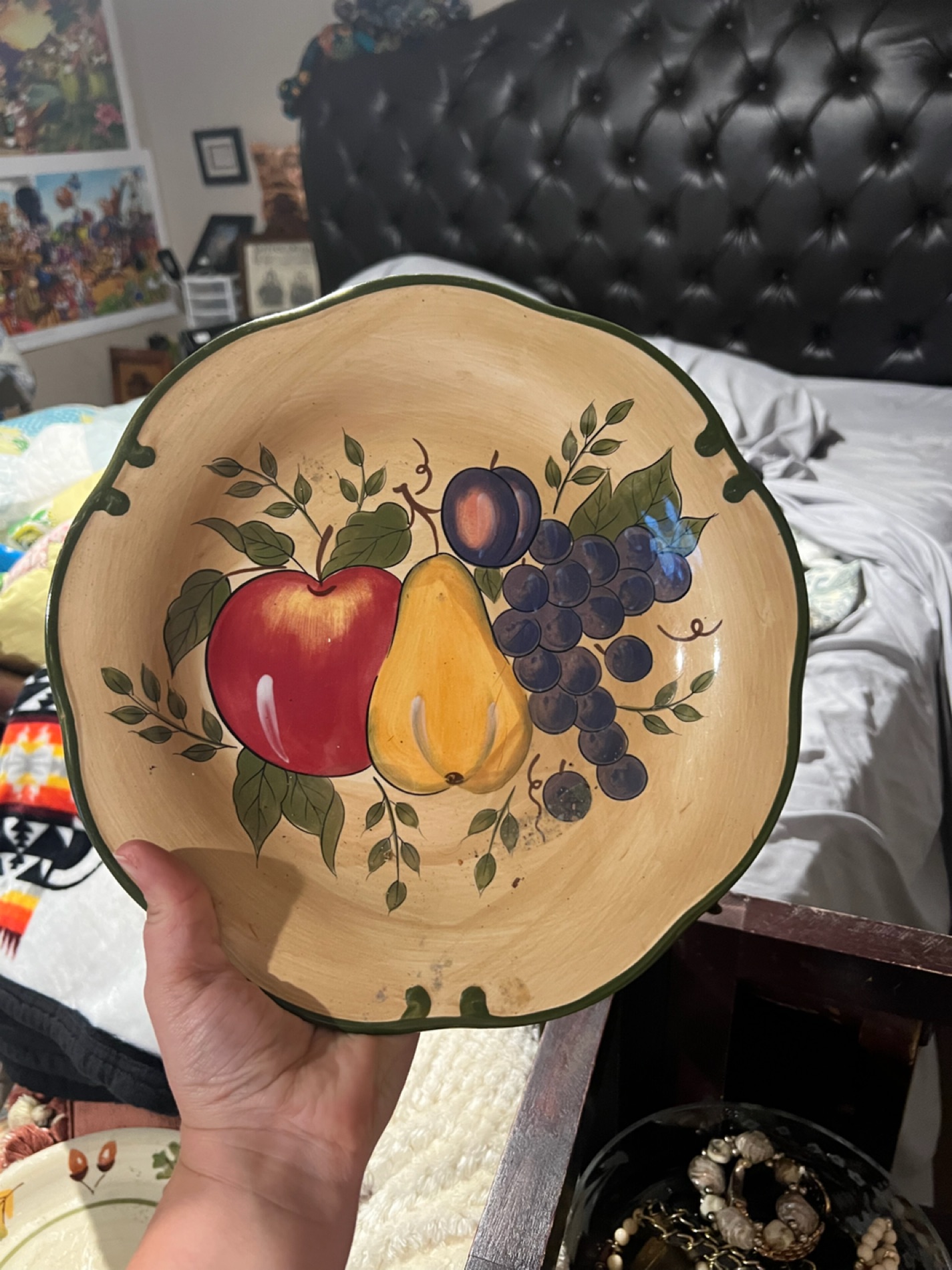 Hand-Painted Ceramic Fruit Bowl
