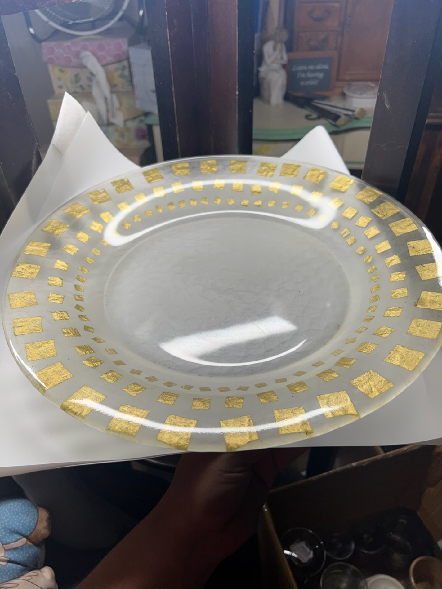 Glass Charger Plate with Gold Detailing