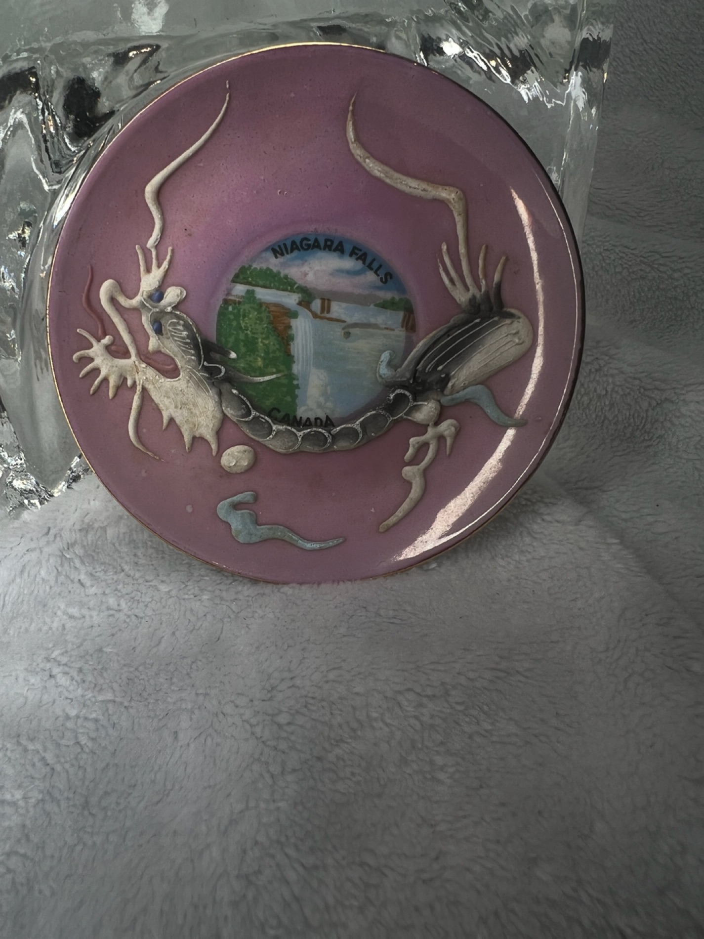 Decorative Niagara Falls Souvenir Plate with Dragon Design