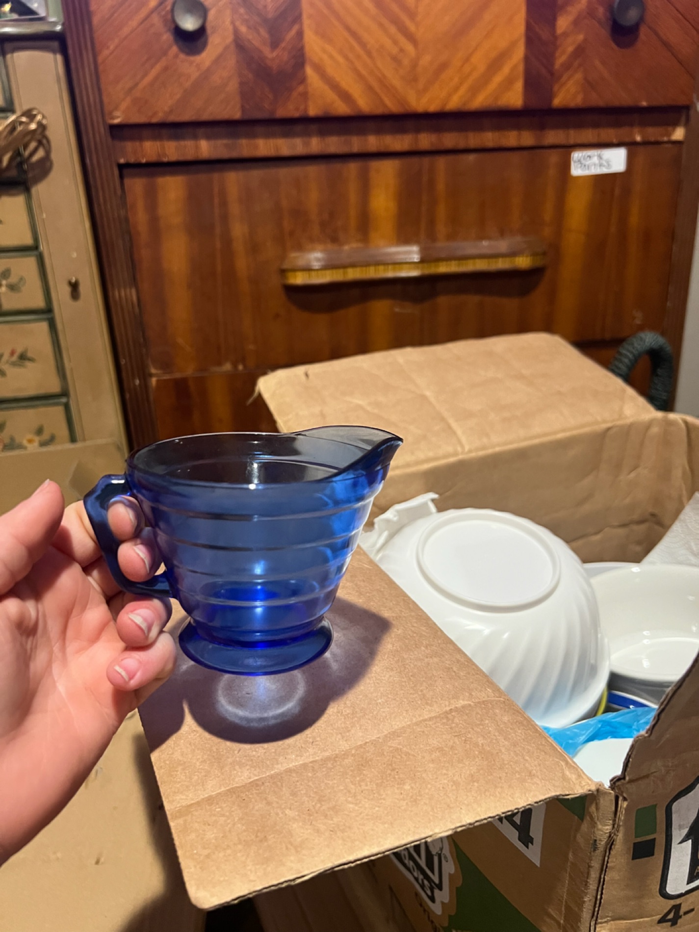 Cobalt Blue Glass Creamer Pitcher