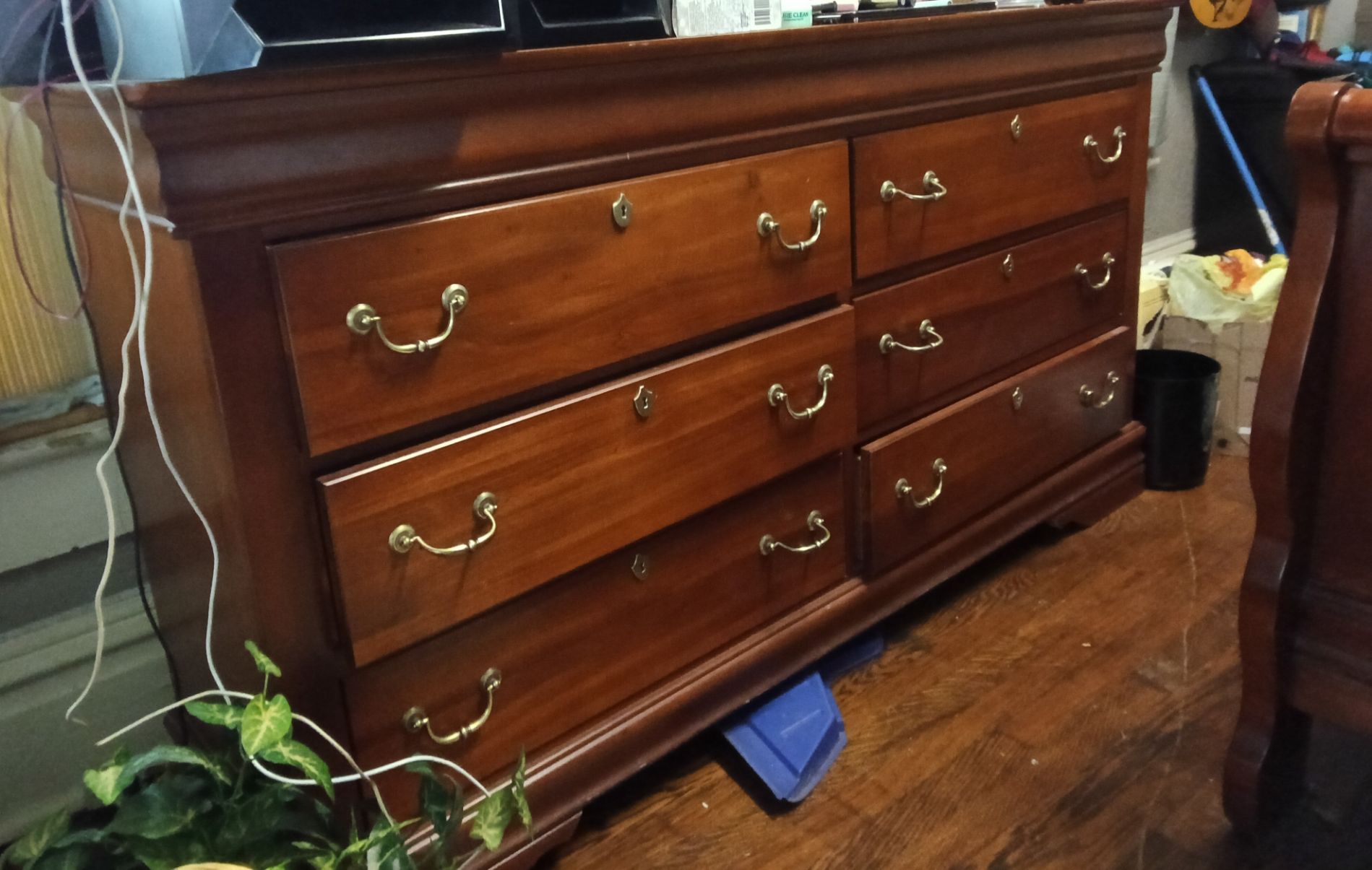 Solid Wood Dresser with Brass Handles