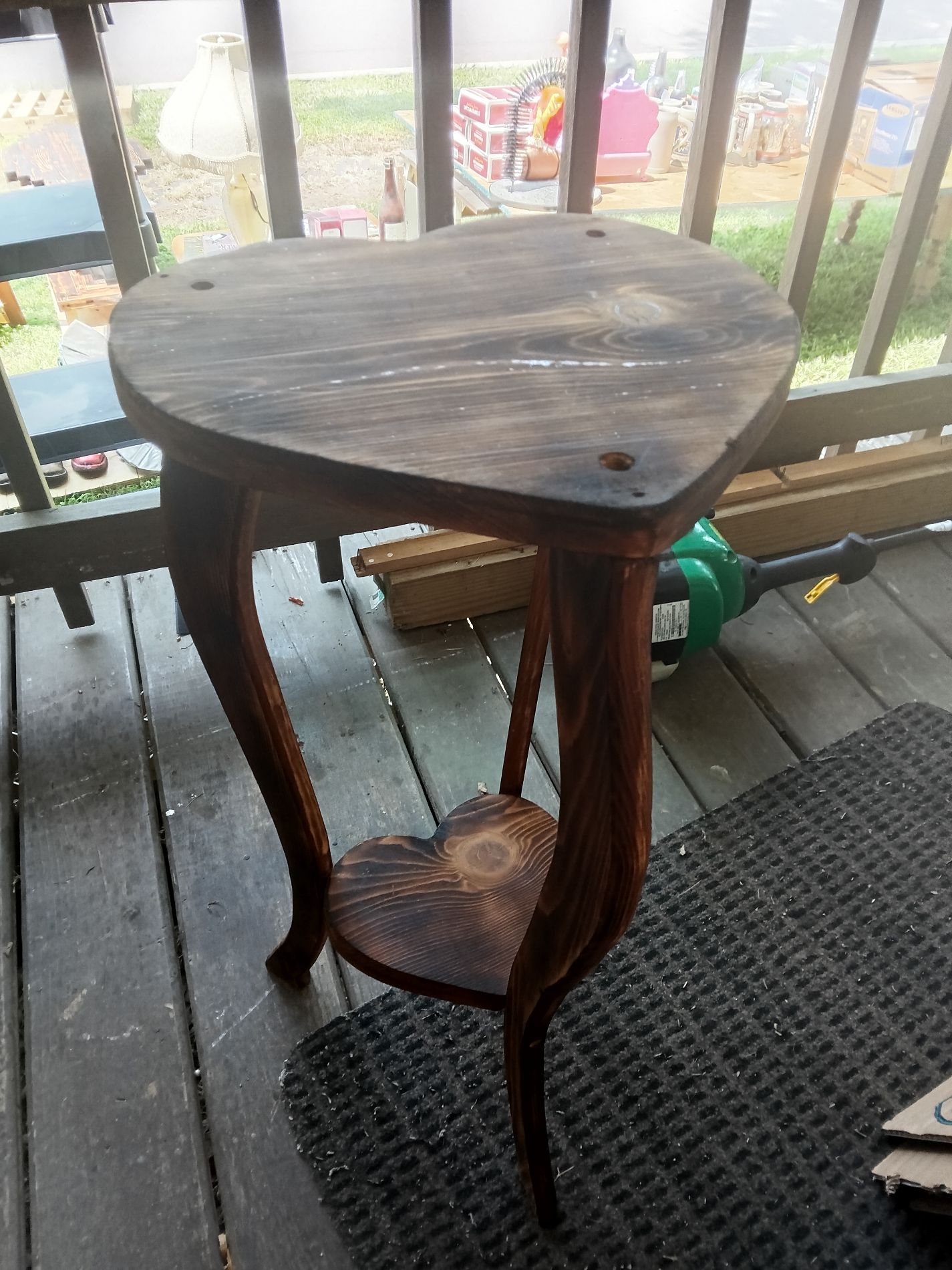Heart-Shaped Wooden Side Table
