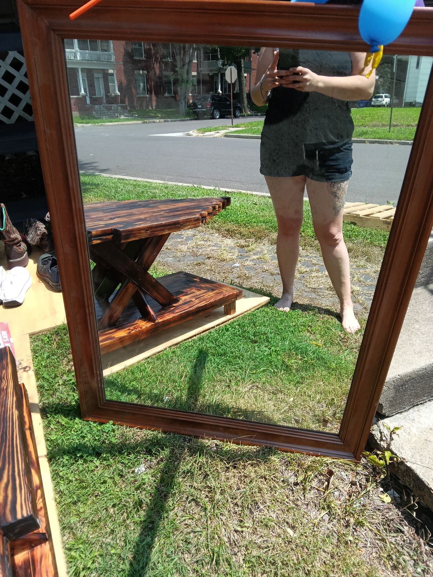 Large Wooden Frame Rectangular Mirror