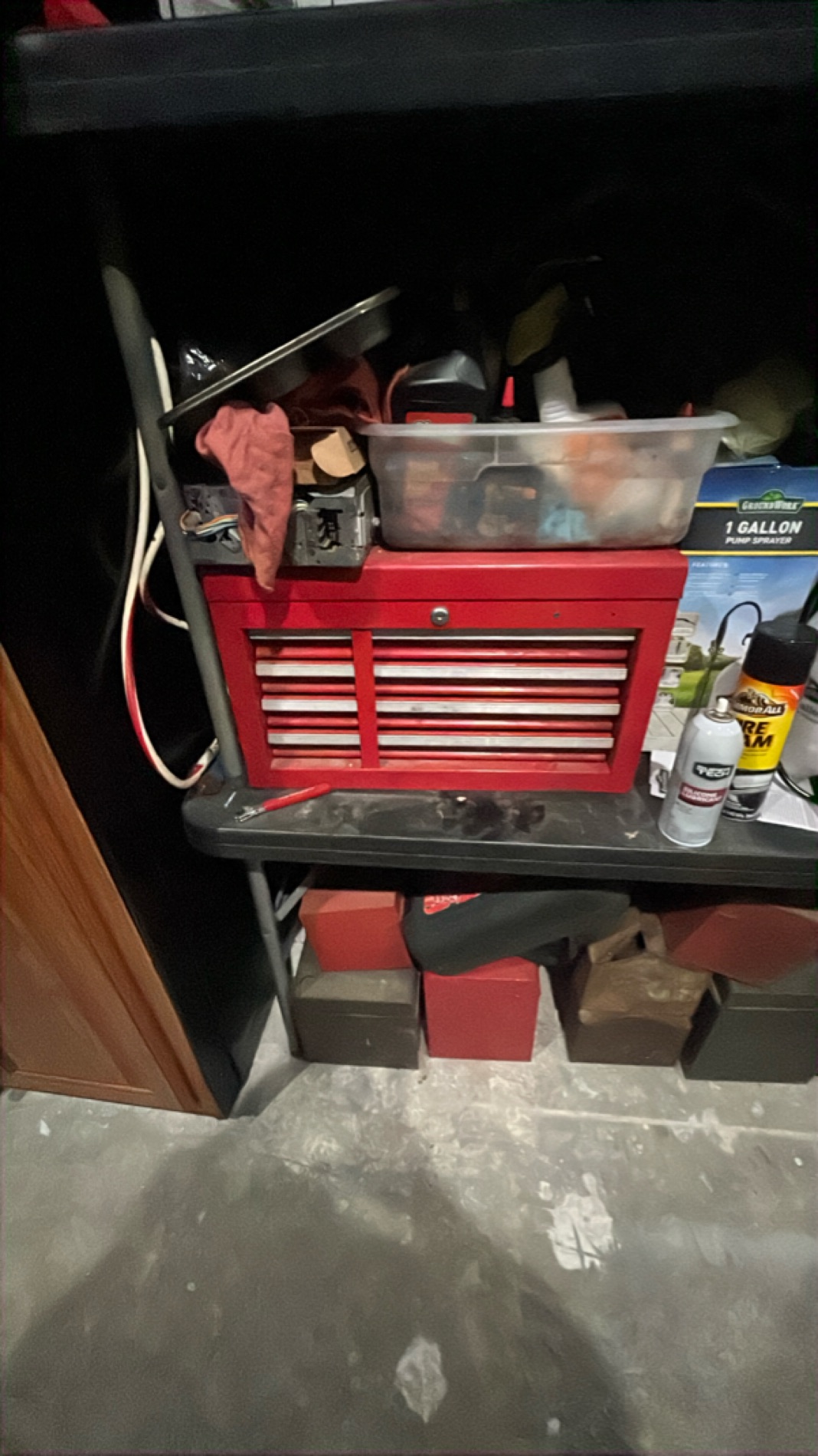 Red Metal Tool Chest with Multiple Drawers