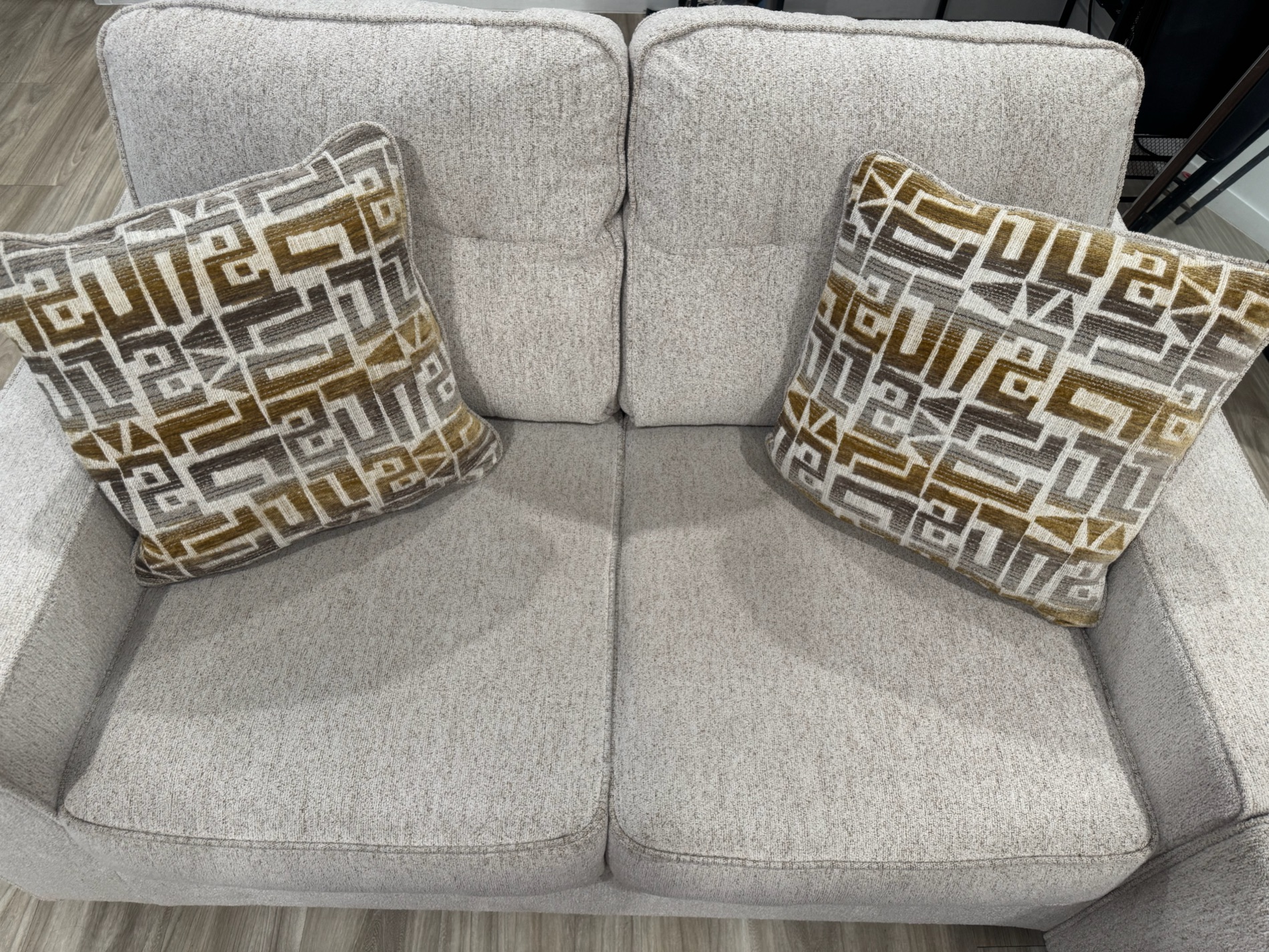Modern Beige Fabric Sofa Set with Cushions photo