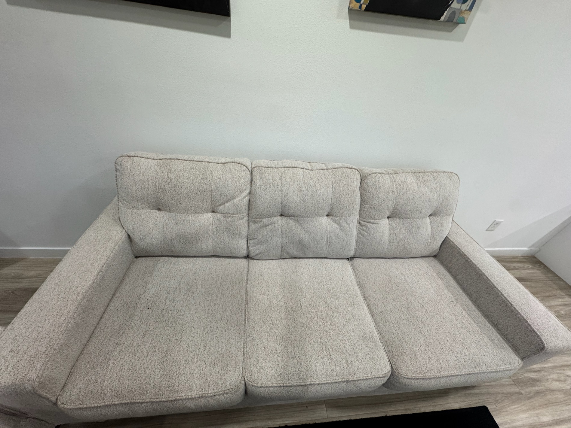 Modern Beige Fabric Sofa Set with Cushions photo
