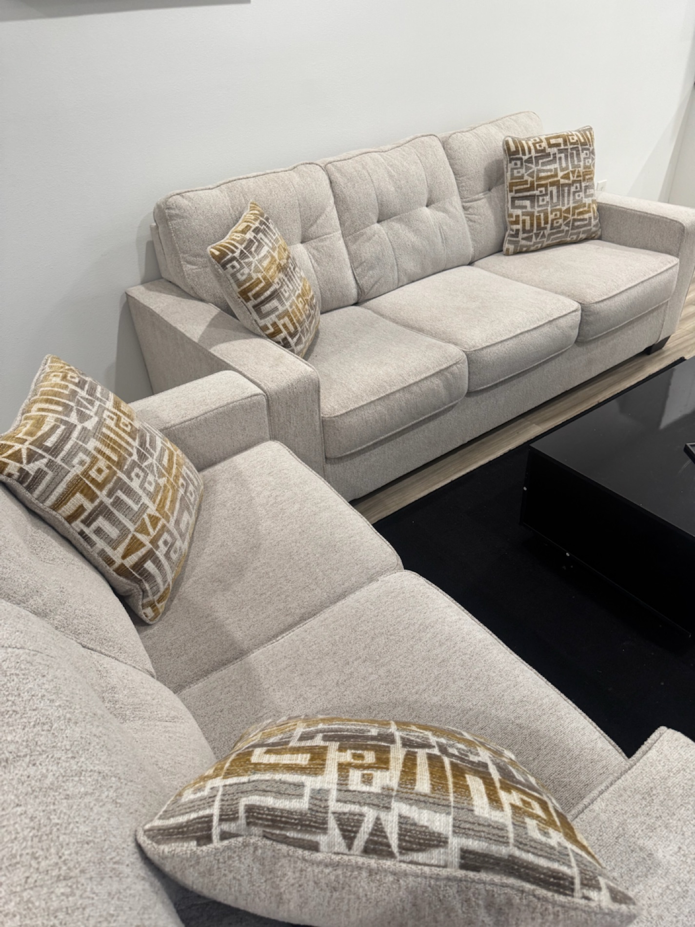 Modern Beige Fabric Sofa Set with Cushions