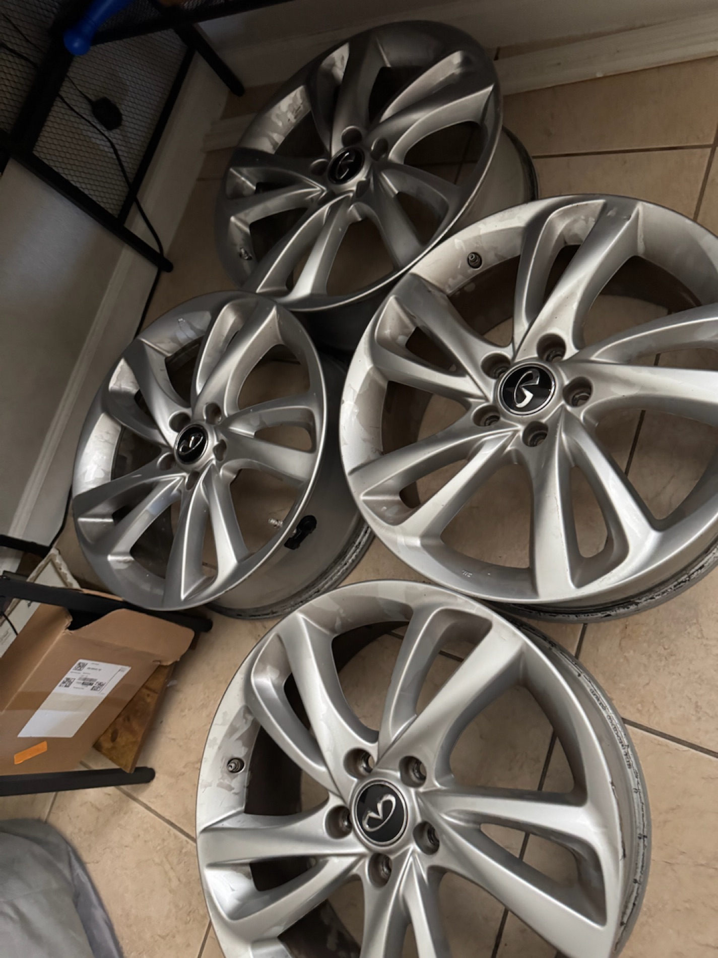 Set of Four Silver Alloy Car Wheels
