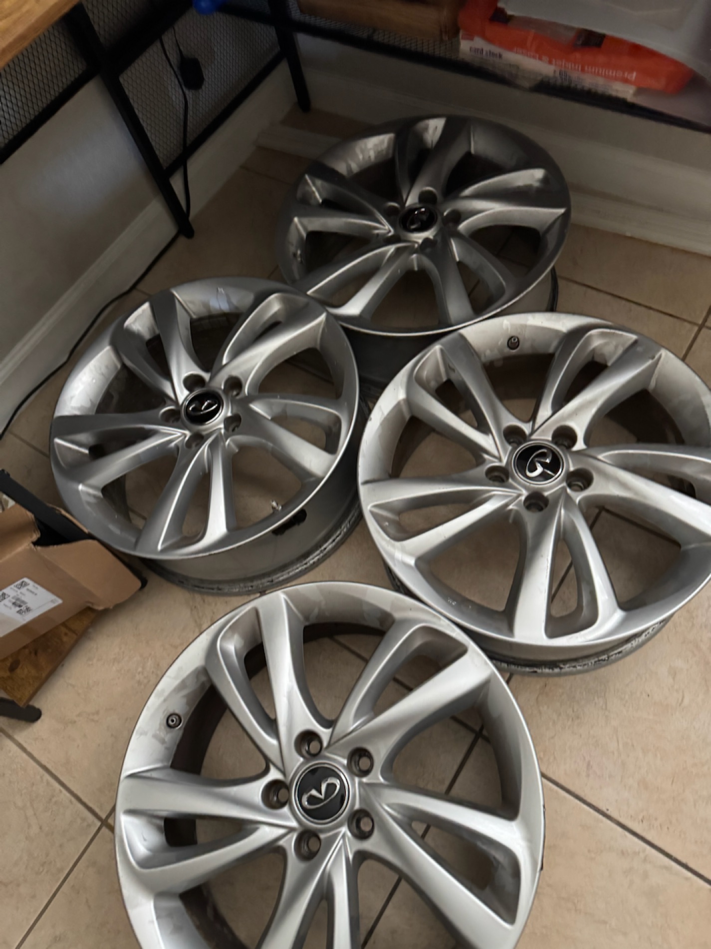 Set of Four Silver Alloy Car Wheels photo