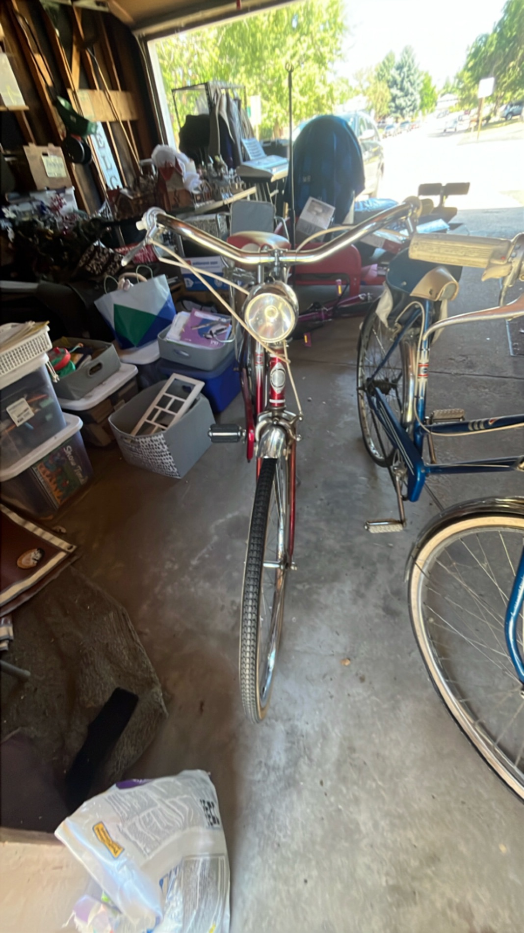 Classic Red Cruiser Bicycle with Headlight