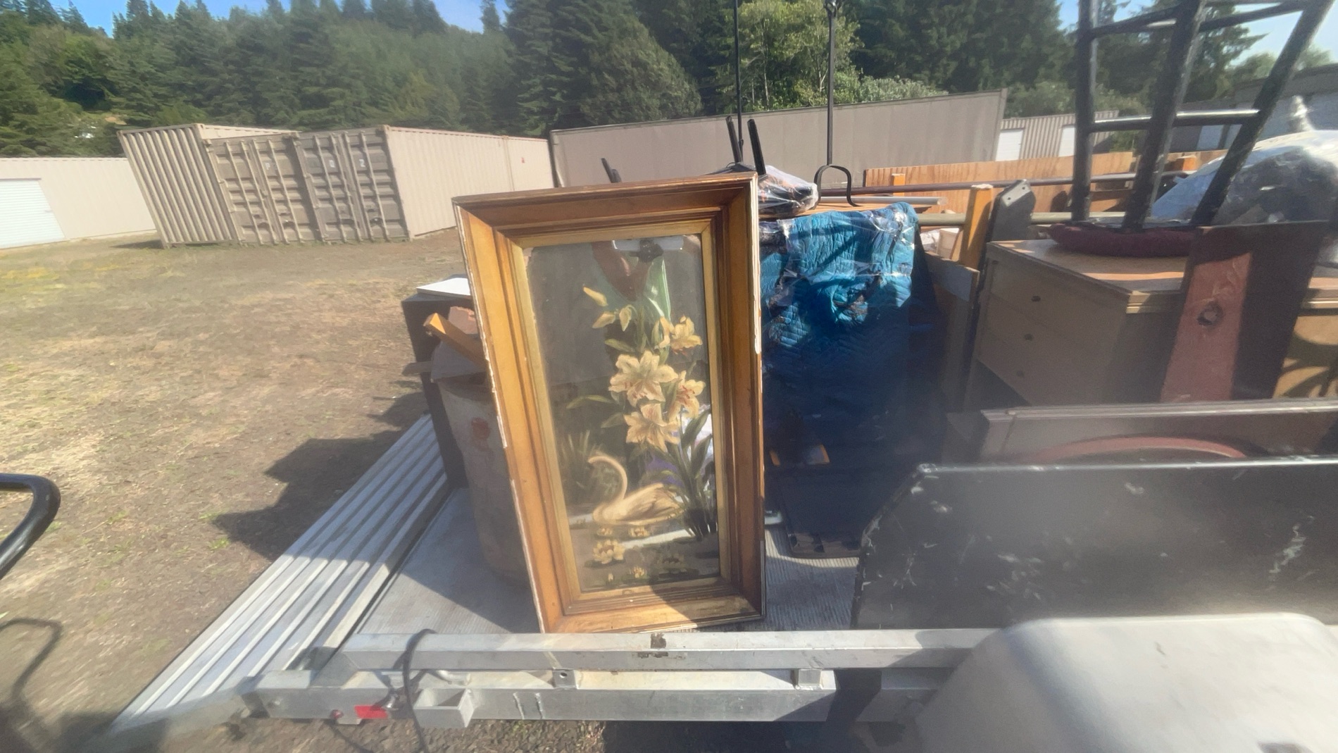 Framed Floral and Swan Artwork photo