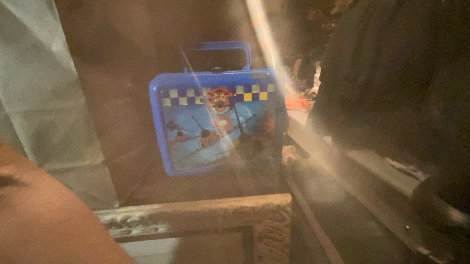 Vintage Plastic Lunchbox with Airplane Graphics